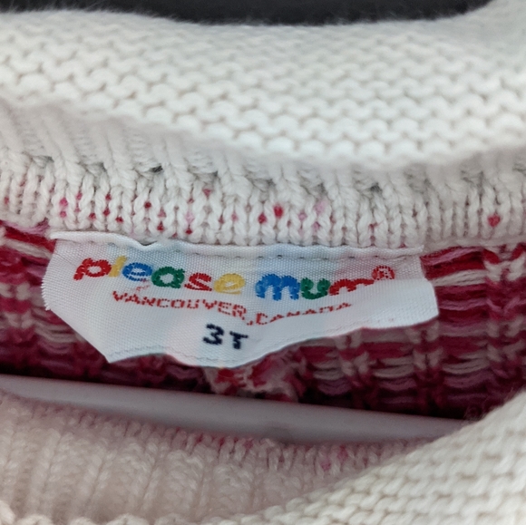 Pink red & white knit sweater shall with tassels - Picture 2 of 2